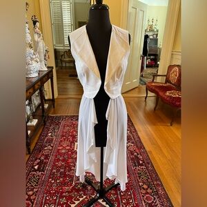 Bebe White Drape Vest with detachable bottom-s